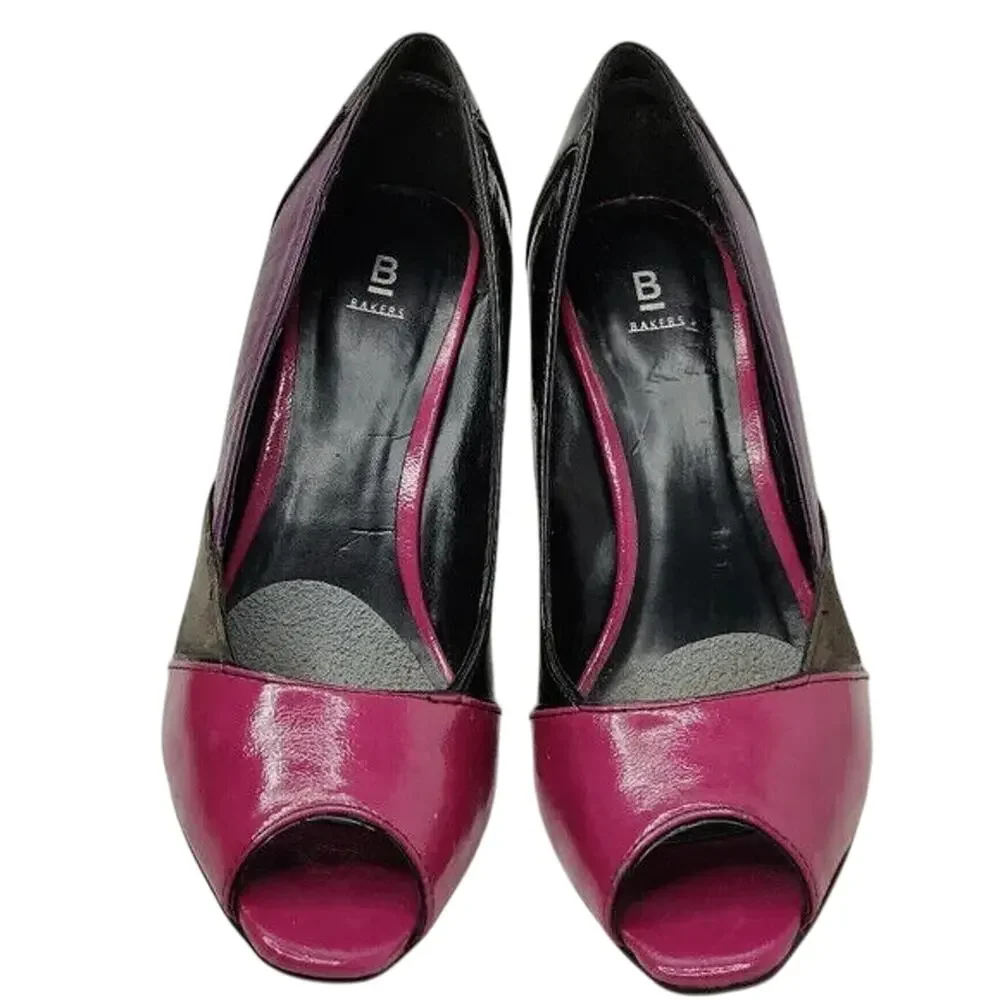 Vintage pink/Purple peep toe pumps sz 8.5